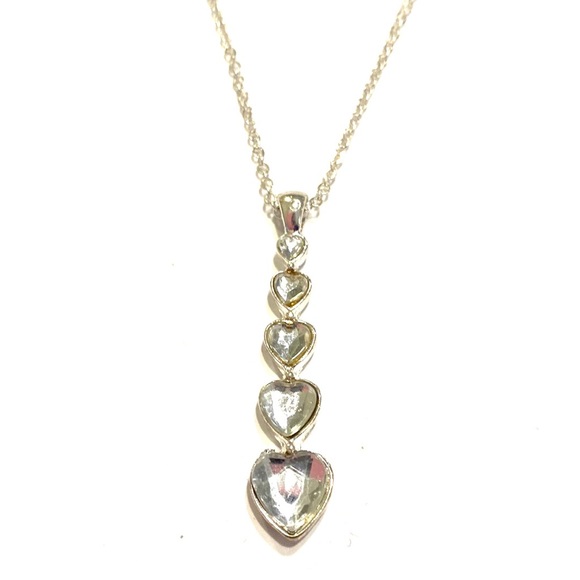 Passage Necklace Sparking Faceted Heart Stones Silver Tone - Picture 5 of 5
